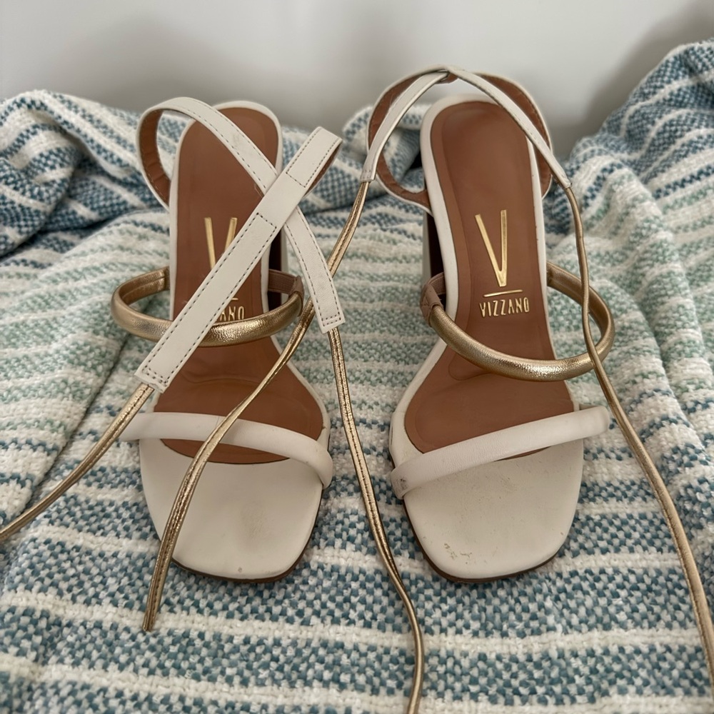 Vizzano White and Gold Strappy Heels